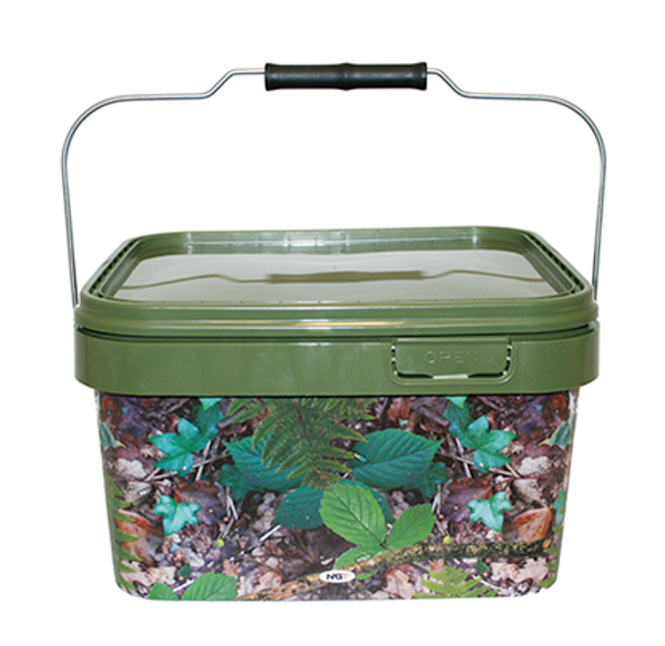 Pudełko Carp Tacklebox, pełne topowych akcesoriów karpiowych! - NGT Camo Square Bucket 5L