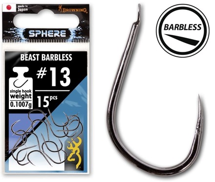 Browning Sphere Beast Barbless Hook With Spade (15 sztuk)