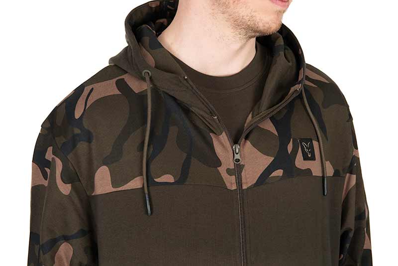 Bluza Wędkarska Fox LW Khaki/Camo Split Zip Hoody