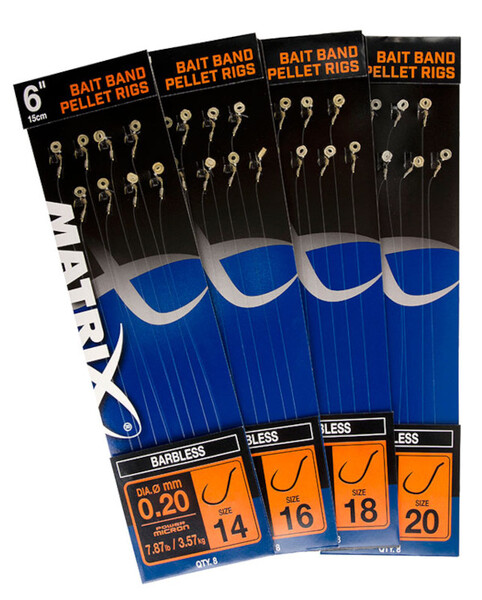 Matrix Bait Band Pellet Rigs Barbless Rozmiar haczyka 20 (8 sztuk)