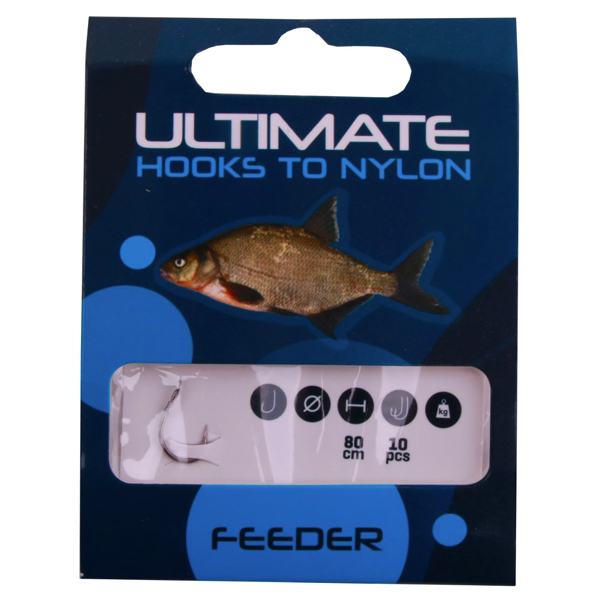 Ultimate Recruit Feeder & Match Set - Przypony feeder Ultimate Hooks to Nylon rozmiar 14 0,14mm 80cm, 10 sztuk