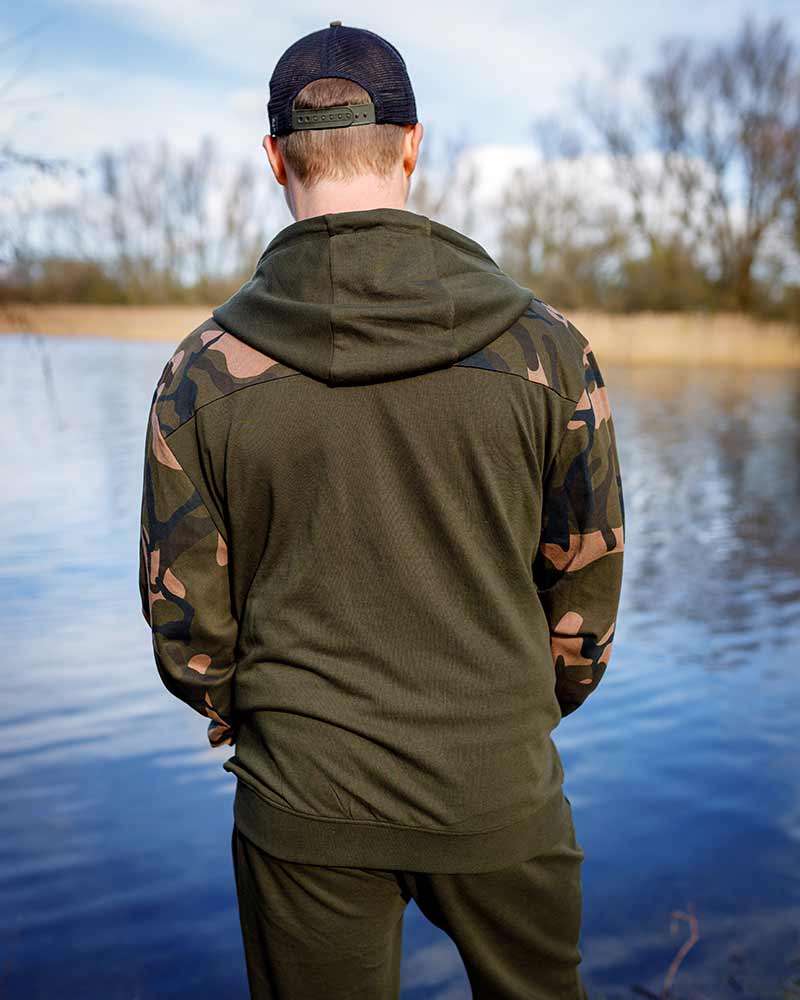 Bluza Wędkarska Fox LW Khaki/Camo Split Zip Hoody