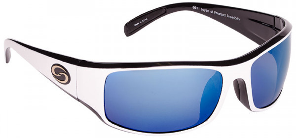 Okulary Przeciwsłoneczne Strike King S11 Optics - Okeechobee Shiny White Black Two Tone Frame / Multi Layer White Blue Mirror Gray Base Glasses