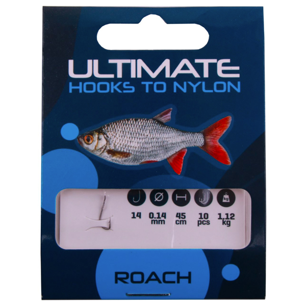 Ultimate Recruit Feeder & Match Set - Przypony płoć Ultimate Hooks to Nylon rozmiar 14 0,14mm 45cm, 10 sztuk