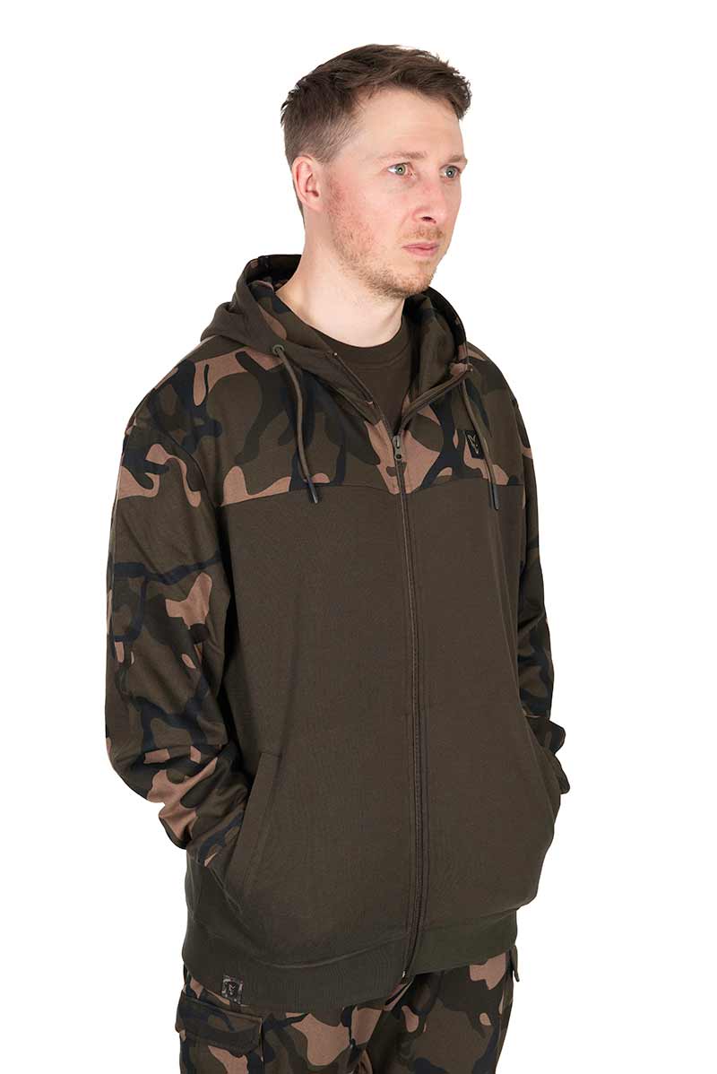 Bluza Wędkarska Fox LW Khaki/Camo Split Zip Hoody