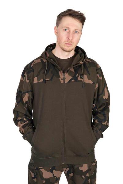 Bluza Wędkarska Fox LW Khaki/Camo Split Zip Hoody