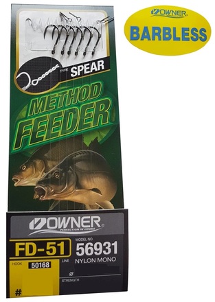 Przypony Owner 50168-FD51 Spear Feeder Barbless (10cm) (6 sztuk)