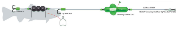 Madcat Screaming Profi River Rig Deadbait - S - Rozmiar haka: #6/0 + #1/0 - Float 20g