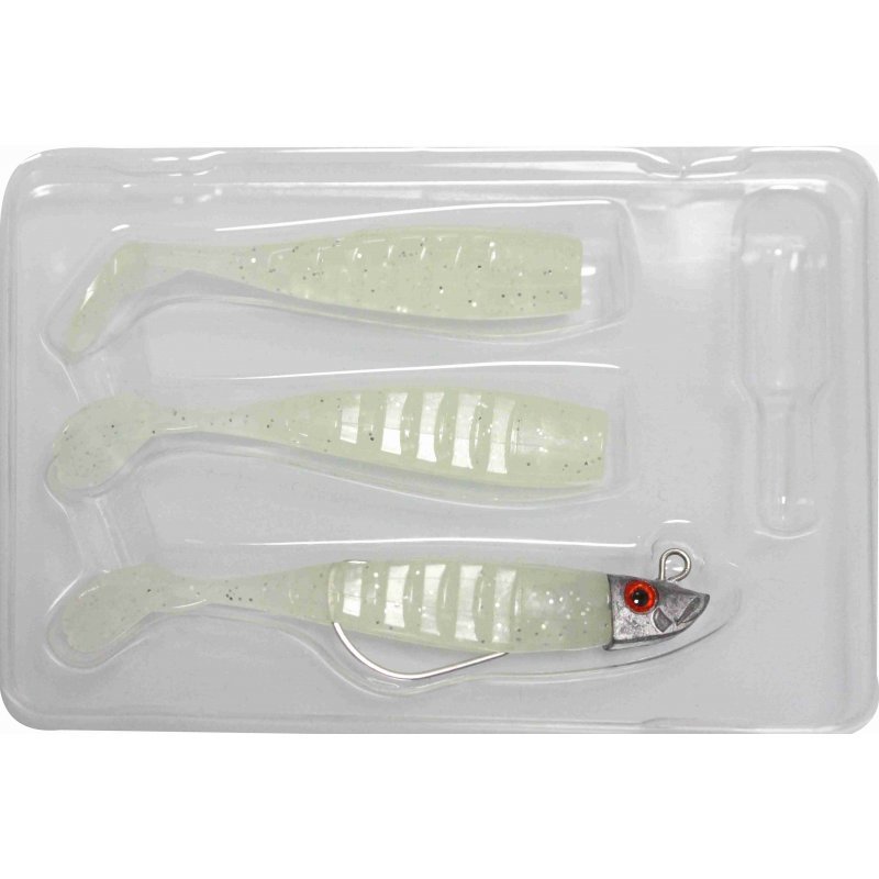 Yamashiro Gadida Soft Minnow  (1 Offset Jighead, 3 Bodies) - Color 1