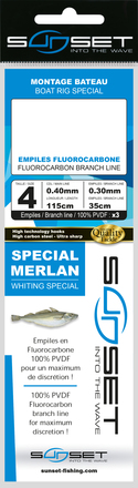 Sunset BDL Boat RS Competition Special Whiting Fluorocarbon Rig 0,40mm 115cm + 3x 0,30mm 35cm