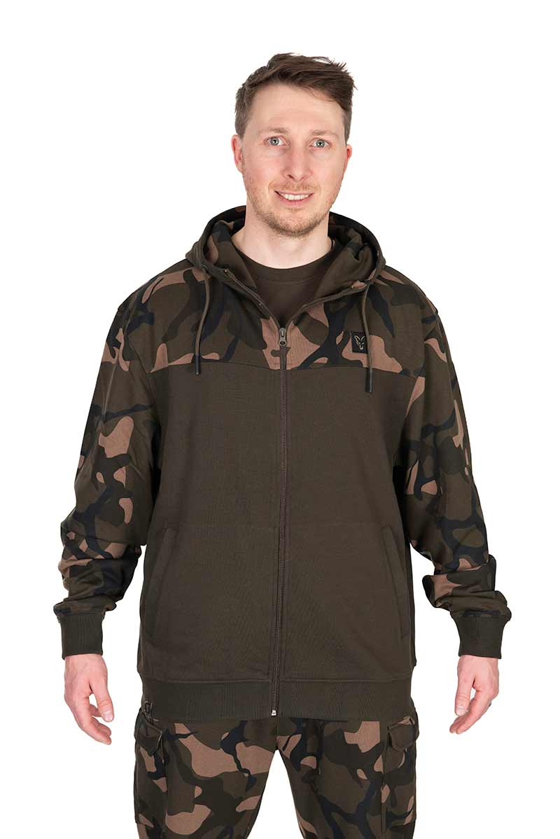 Bluza Wędkarska Fox LW Khaki/Camo Split Zip Hoody