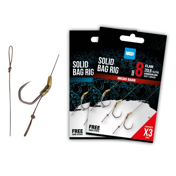 Nash Solid Bag Rig Barbless (3 sztuki) (20lb)