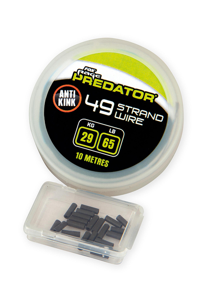 Fox Rage Predator 49 Strand Steel Wire 29kgs/65lb (10m) With Crimps Size 1 (20 sztuk)