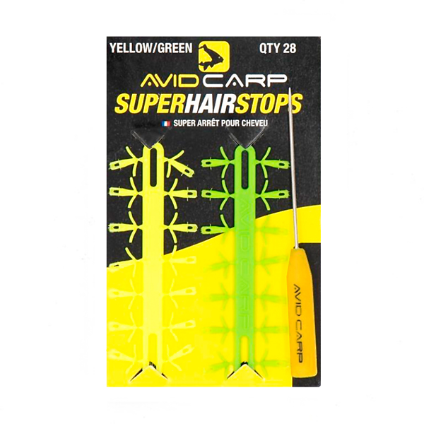 Carp Tacklebox, pełny akcesoriów end-tackle znanych marek! - Avid Carp Super Hair Stop - Yellow / Green