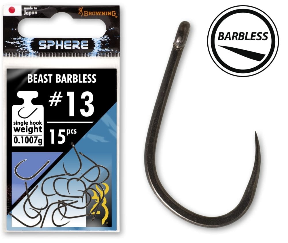 Browning Sphere Beast Barbless Hook With Eye (15 sztuk)