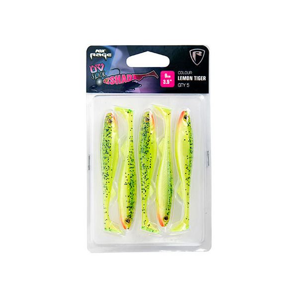 Fox Rage Slick Shad Lemon Tiger Ultra UV Packs 5pcs - Lemon Tiger Ultra UV Packs