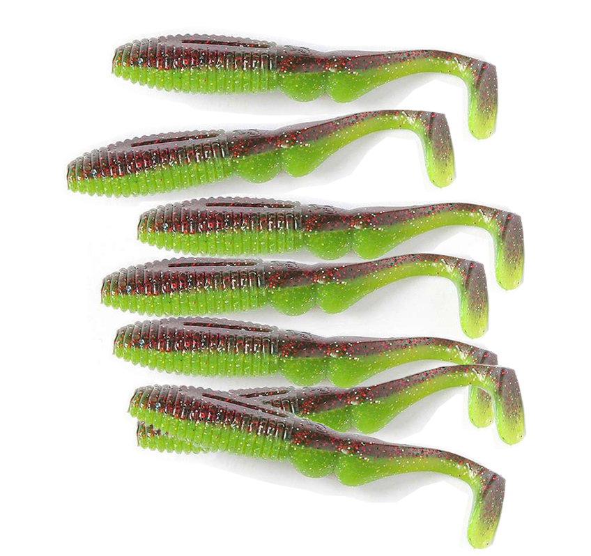 Big Perch Softbait Pack (51 sztuk!) - Lucky John MR. Greedy shad 7,5cm -Green/Brown