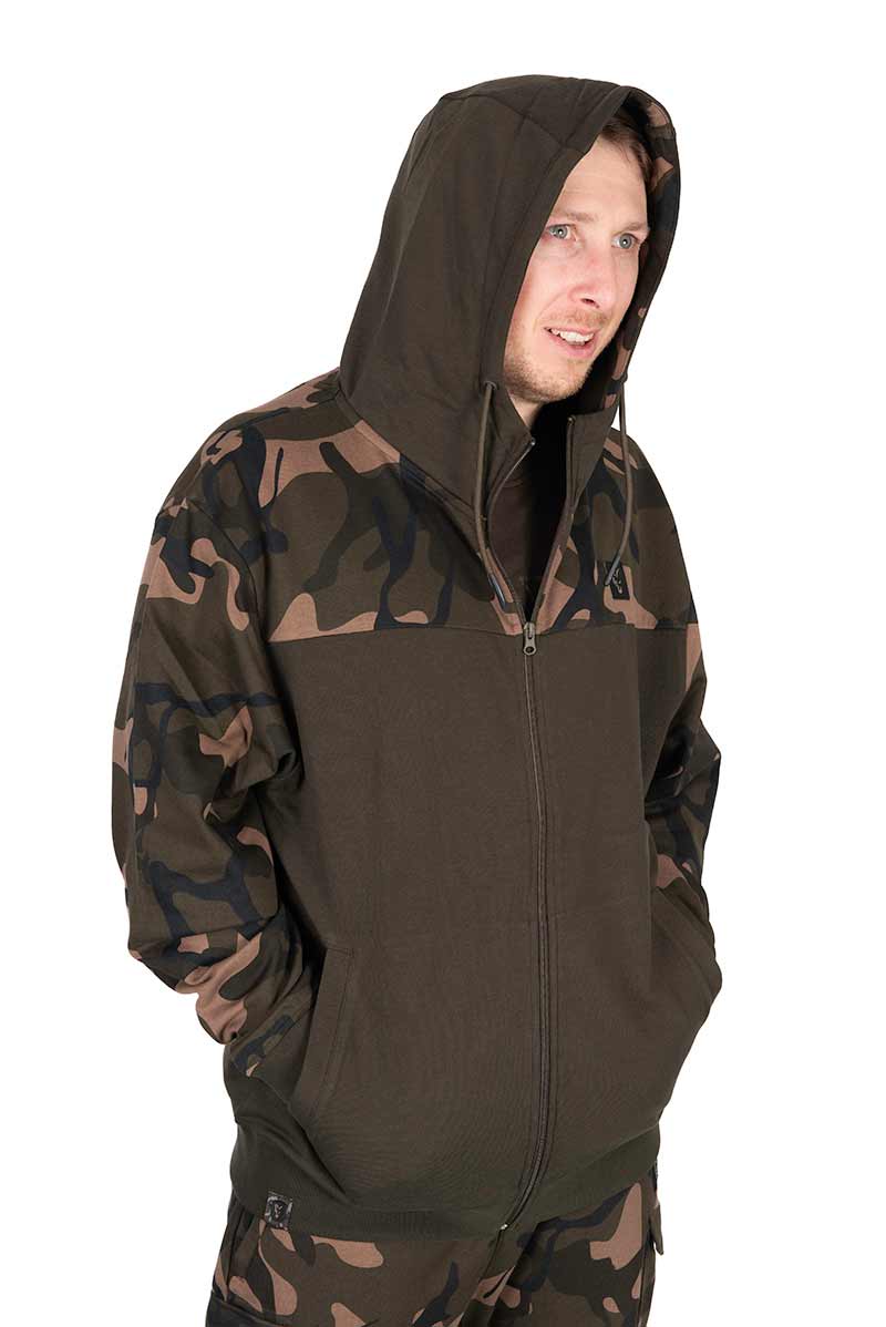 Bluza Wędkarska Fox LW Khaki/Camo Split Zip Hoody